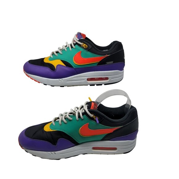 Y2K Nike Air Max 1 SE Windbreaker Sneakers Sz 9.5 Multi-Color Streetwear Kidcore - Picture 7 of 14